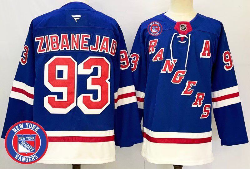 Men New York Rangers #93 Zibanejad Blue Fanatics 2025 NHL Jersey style 3